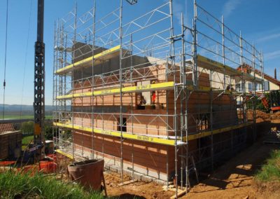 Echafaudages construction villa Treycovagne